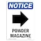 Signmission OSHA Notice, 7" Height, Powder Magazine Right Sign With Symbol, 7" X 5", Portrait OS-NS-D-57-V-17741 - alternate 1